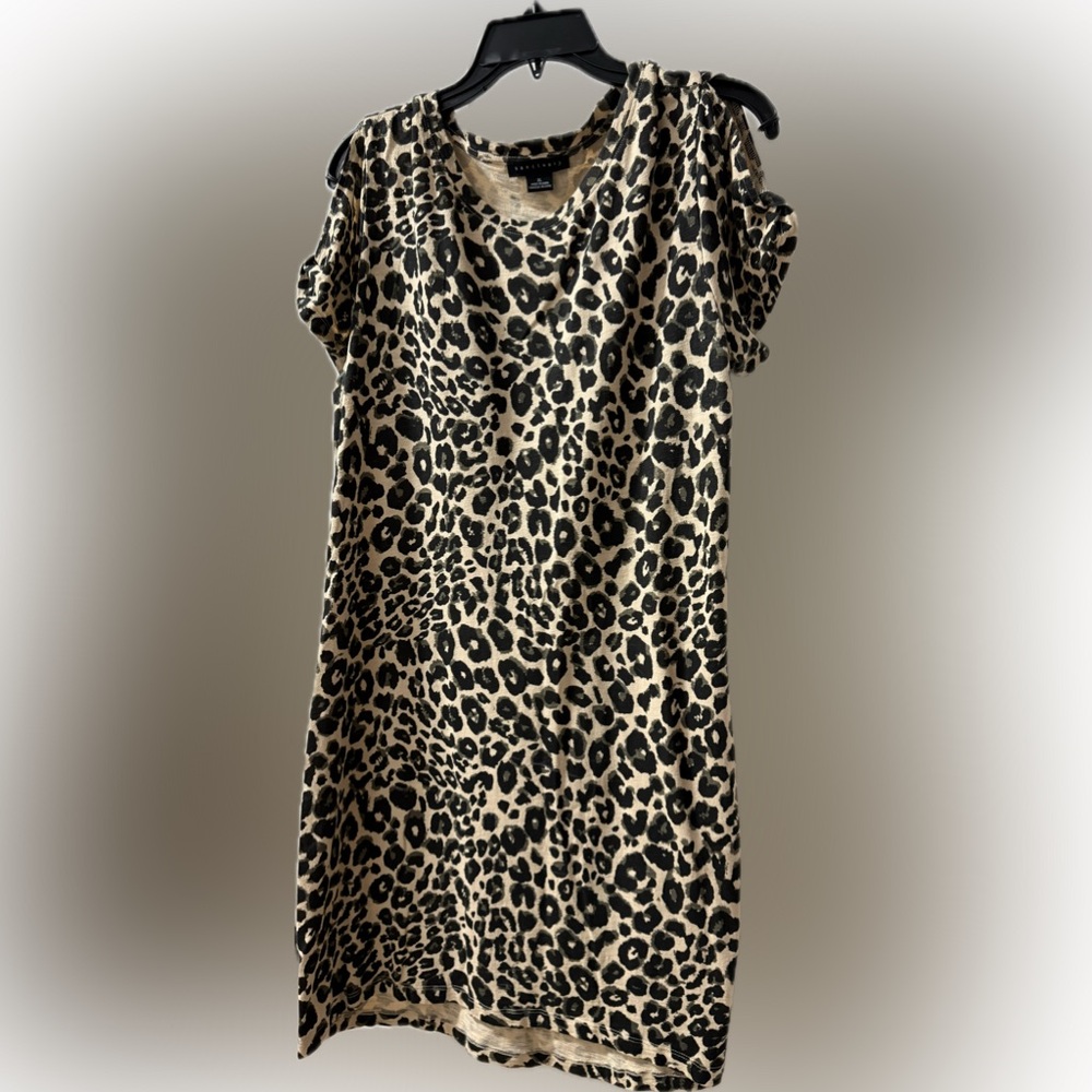 Sanctuary Black and Tan Animal Print Cold Shoulder Dress
